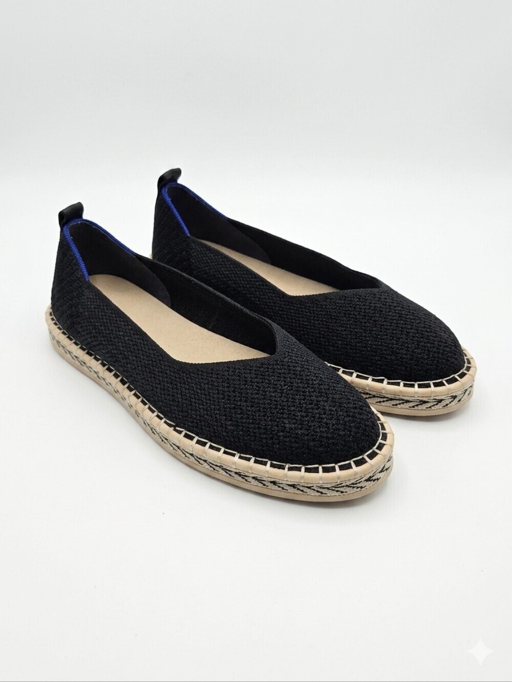 Rothy’s Women’s Boardwalk Espadrille Flats Black Knit Size 11.5